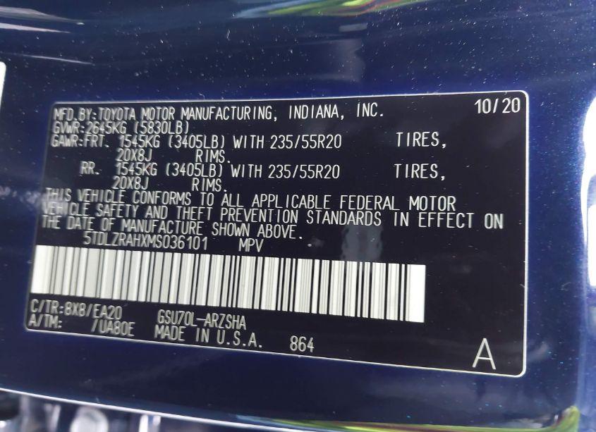 Photo 9 of 2021 Toyota Highlander XSE (VIN 5TDLZRAHXMS036101)