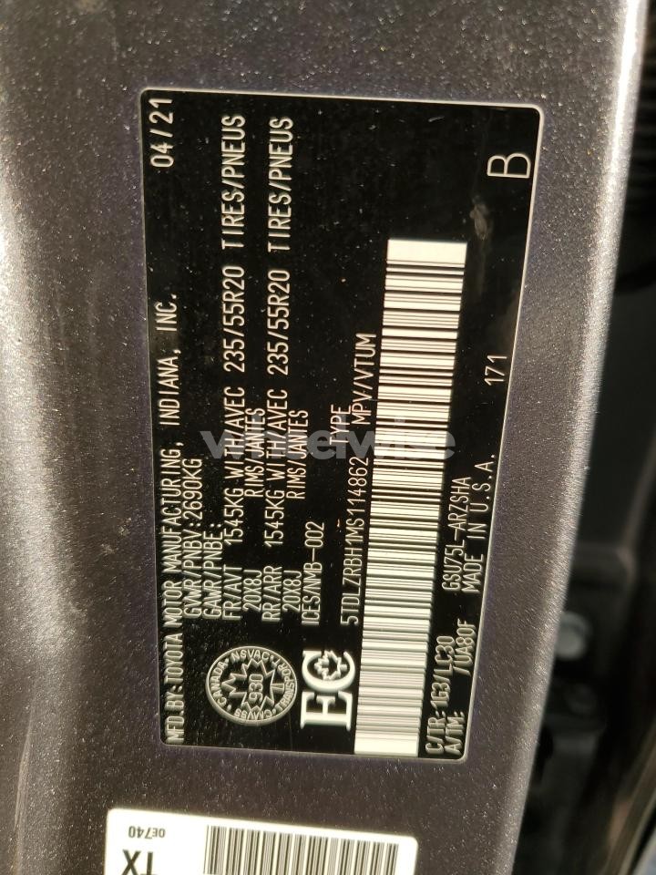 Photo 13 of 2021 TOYOTA HIGHLANDER XSE (VIN 5TDLZRBH1MS114862)