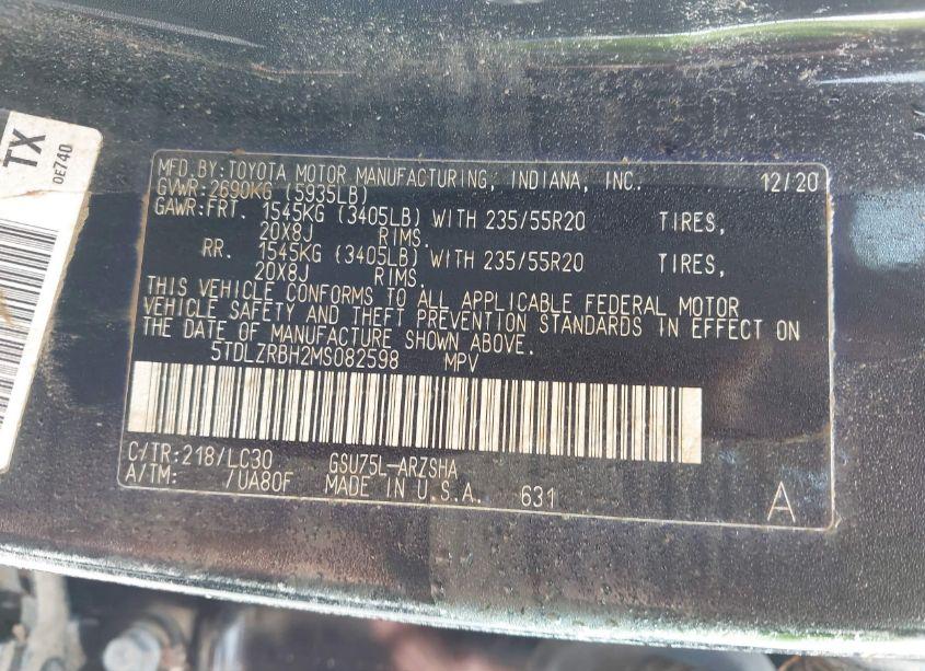 Photo 9 of 2021 Toyota Highlander XSE (VIN 5TDLZRBH2MS082598)