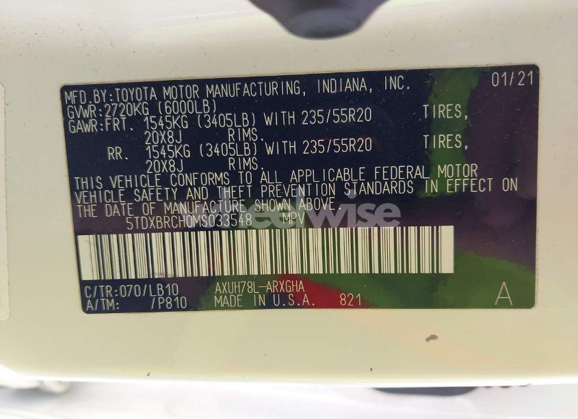 Photo 9 of 2021 Toyota Highlander HYBRID LIMITED (VIN 5TDXBRCH0MS033548)