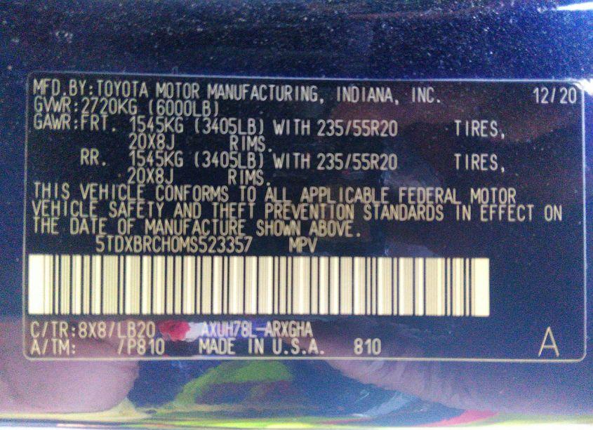 Photo 9 of 2021 Toyota Highlander HYBRID LIMITED (VIN 5TDXBRCH0MS523357)