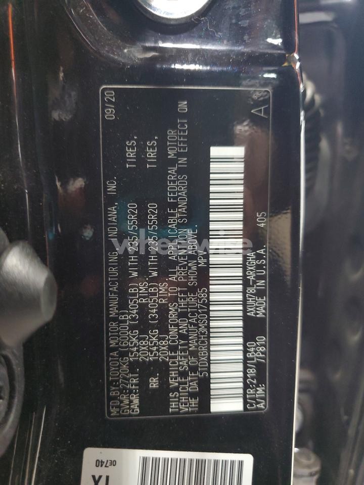 Photo 14 of 2021 TOYOTA HIGHLANDER HYBRID LIMITED (VIN 5TDXBRCH3MS017585)