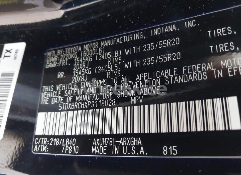 Photo 9 of 2023 Toyota Highlander HYBRID LIMITED (VIN 5TDXBRCHXPS118028)