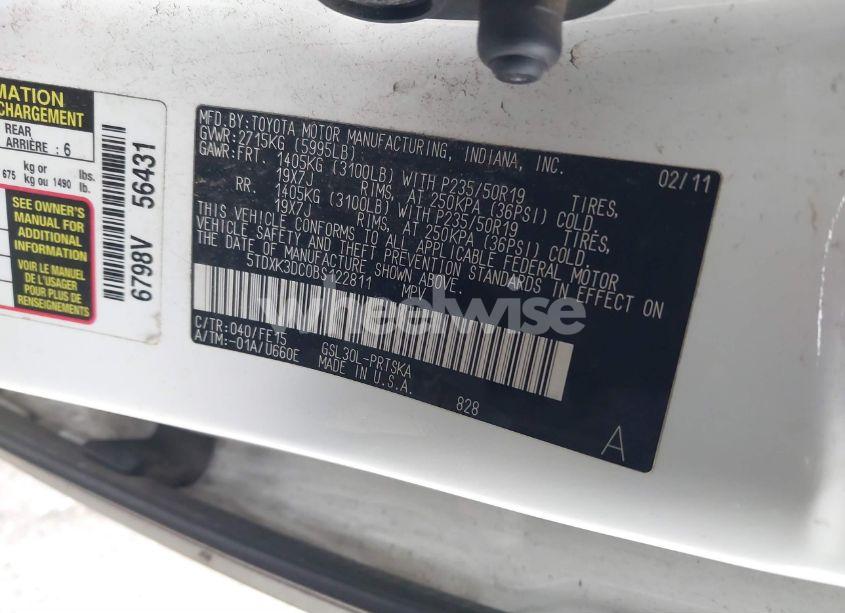 Photo 9 of 2011 Toyota Sienna SPORT (VIN 5TDXK3DC0BS122811)