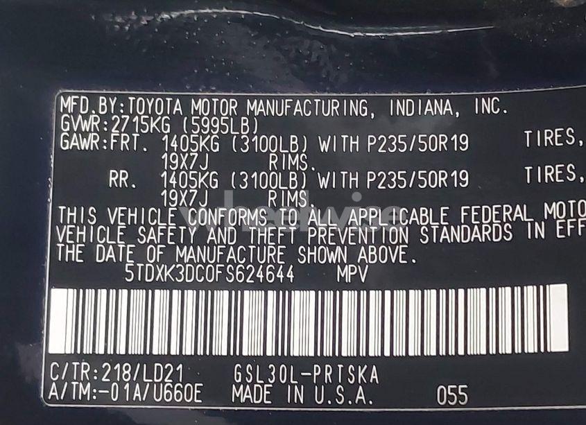 Photo 9 of 2015 Toyota Sienna SE 8 PASSENGER (VIN 5TDXK3DC0FS624644)