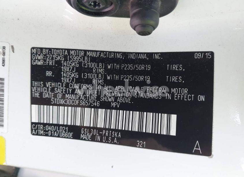 Photo 9 of 2015 Toyota Sienna SE 8 PASSENGER (VIN 5TDXK3DC0FS657546)