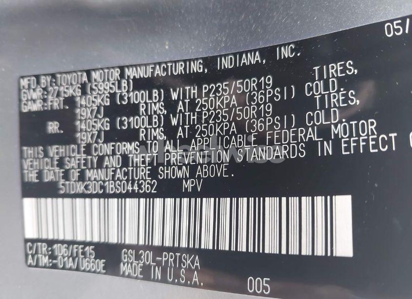 Photo 9 of 2011 Toyota Sienna SPORT (VIN 5TDXK3DC1BS044362)