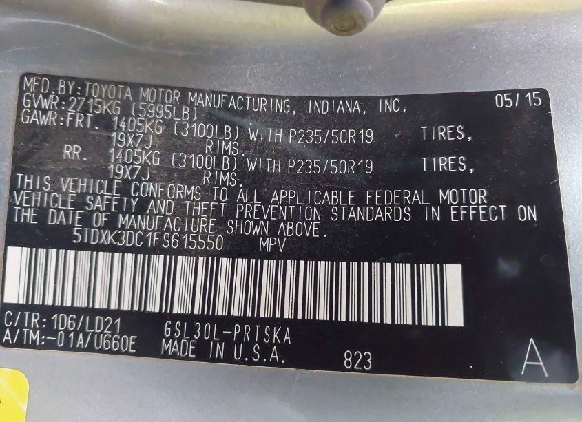 Photo 9 of 2015 Toyota Sienna SE 8 PASSENGER (VIN 5TDXK3DC1FS615550)
