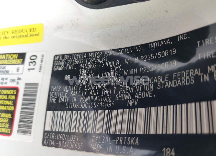 Photo 9 of 2016 Toyota Sienna SE 8 PASSENGER (VIN 5TDXK3DC1GS714094)