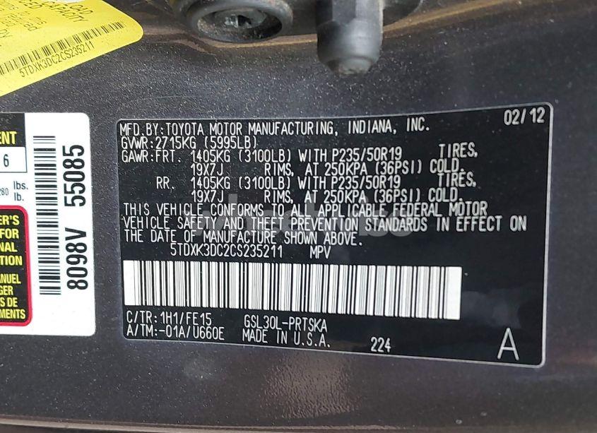 Photo 9 of 2012 Toyota Sienna SE 8 PASSENGER (VIN 5TDXK3DC2CS235211)