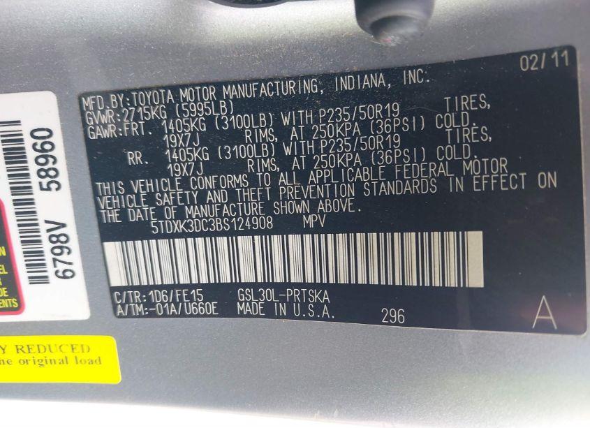 Photo 9 of 2011 Toyota Sienna SPORT (VIN 5TDXK3DC3BS124908)