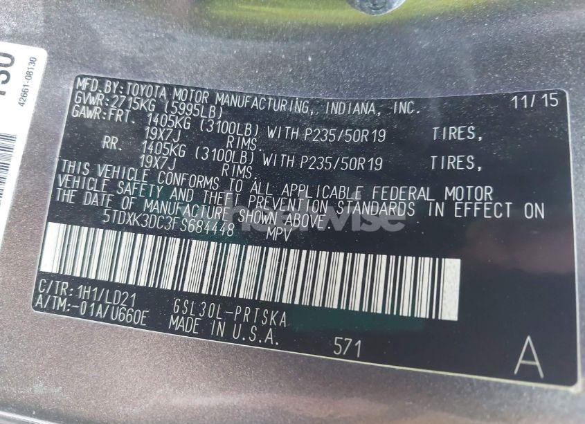 Photo 9 of 2015 Toyota Sienna SE 8 PASSENGER (VIN 5TDXK3DC3FS684448)