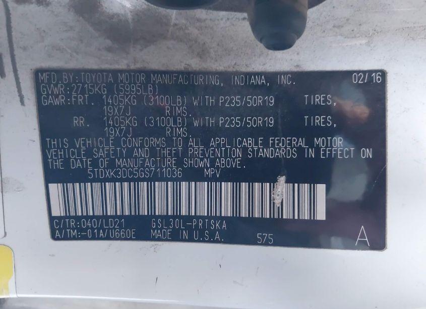 Photo 9 of 2016 Toyota Sienna SE 8 PASSENGER (VIN 5TDXK3DC5GS711036)