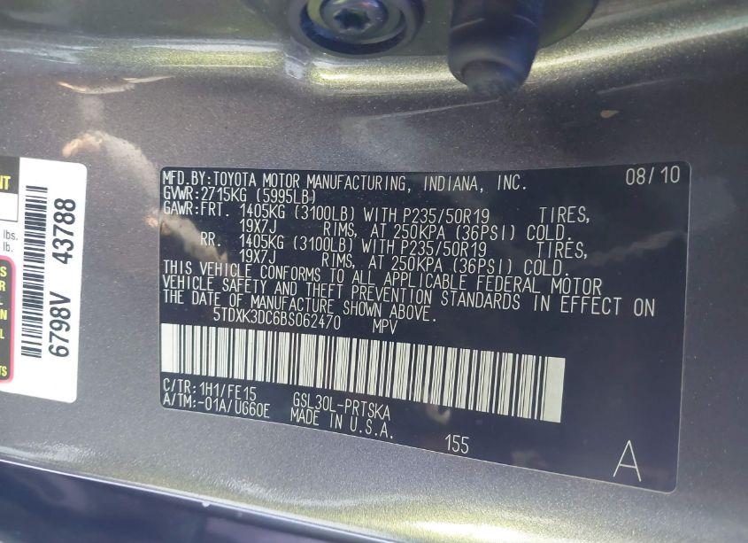 Photo 9 of 2011 Toyota Sienna SPORT (VIN 5TDXK3DC6BS062470)