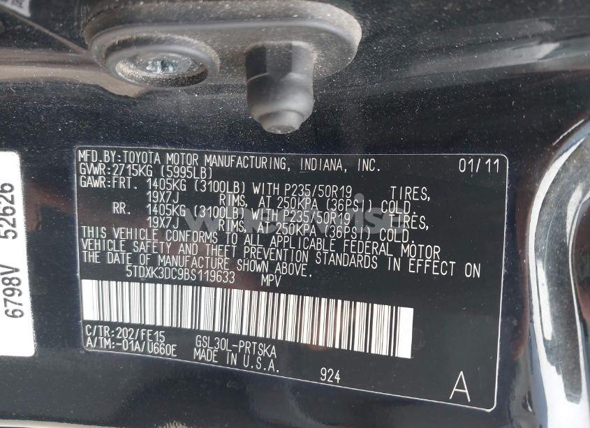 Photo 9 of 2011 Toyota Sienna SE (VIN 5TDXK3DC9BS119633)