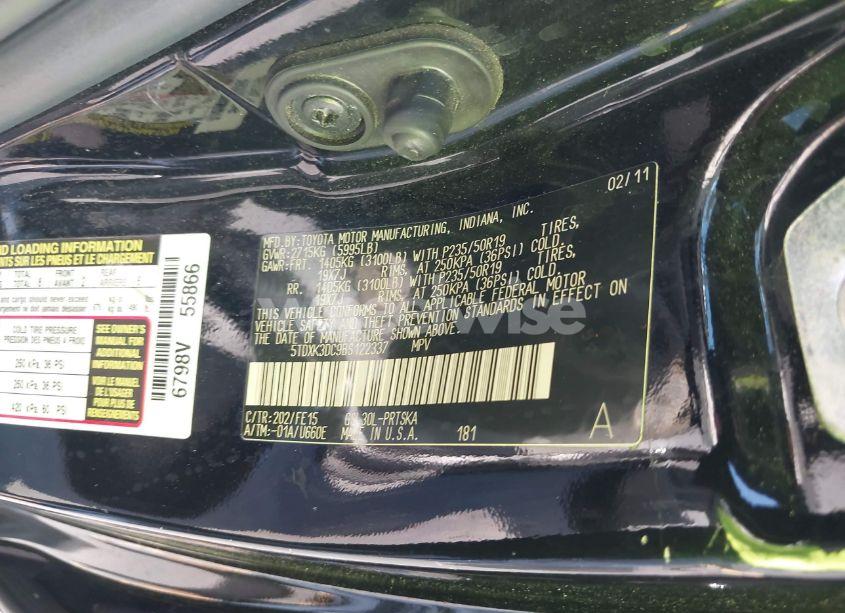 Photo 9 of 2011 Toyota Sienna SE (VIN 5TDXK3DC9BS122337)