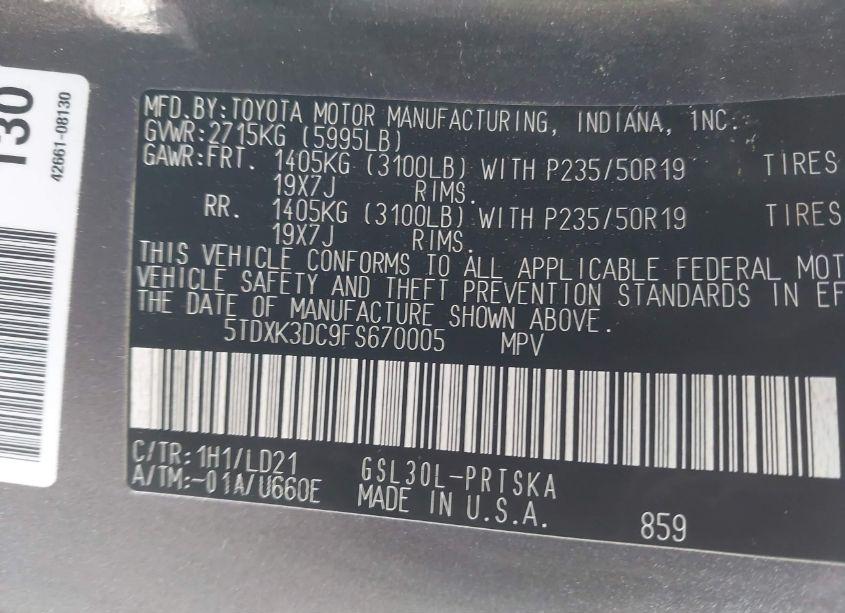 Photo 9 of 2015 Toyota Sienna SE 8 PASSENGER (VIN 5TDXK3DC9FS670005)