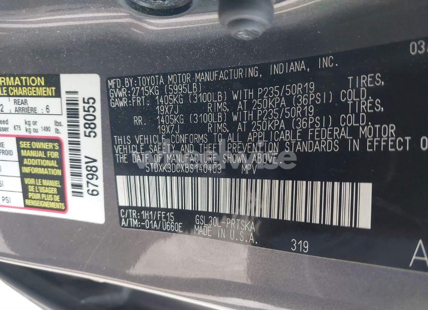 Photo 9 of 2011 Toyota Sienna SPORT (VIN 5TDXK3DCXBS140409)