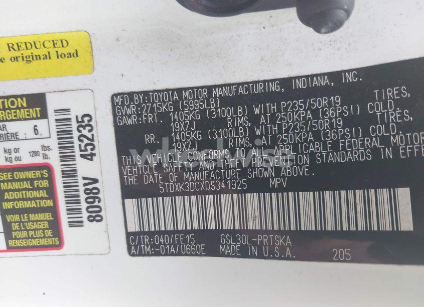 Photo 9 of 2013 Toyota Sienna SE 8 PASSENGER (VIN 5TDXK3DCXDS341925)