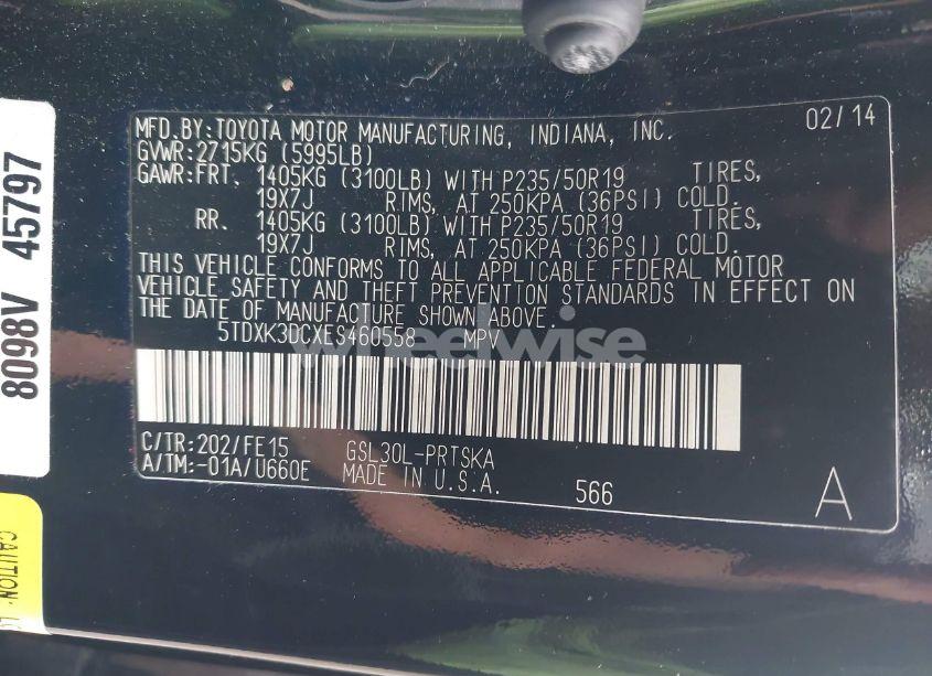 Photo 9 of 2014 Toyota Sienna SE 8 PASSENGER (VIN 5TDXK3DCXES460558)