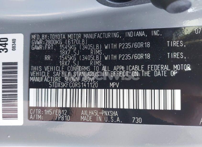 Photo 9 of 2024 Toyota Sienna XSE (VIN 5TDXSKFC0RS141120)