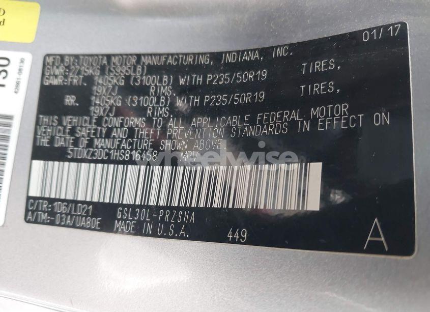 Photo 9 of 2017 Toyota Sienna SE 8 PASSENGER (VIN 5TDXZ3DC1HS816458)