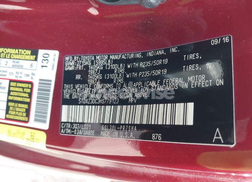 Photo 9 of 2017 Toyota Sienna SE 8 PASSENGER (VIN 5TDXZ3DC3HS779123)