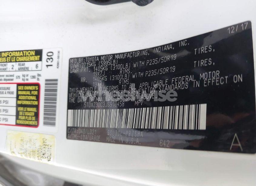 Photo 9 of 2018 Toyota Sienna SE 8 PASSENGER (VIN 5TDXZ3DC3JS910458)