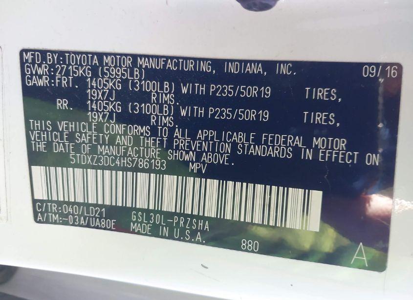 Photo 9 of 2017 Toyota Sienna SE 8 PASSENGER (VIN 5TDXZ3DC4HS786193)