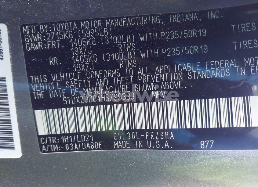 Photo 9 of 2017 Toyota Sienna SE PREMIUM 8 PASSENGER (VIN 5TDXZ3DC4HS799333)