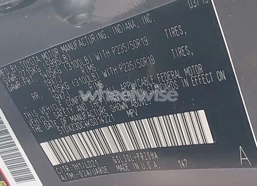 Photo 9 of 2019 Toyota Sienna SE 8 PASSENGER (VIN 5TDXZ3DC4KS014221)