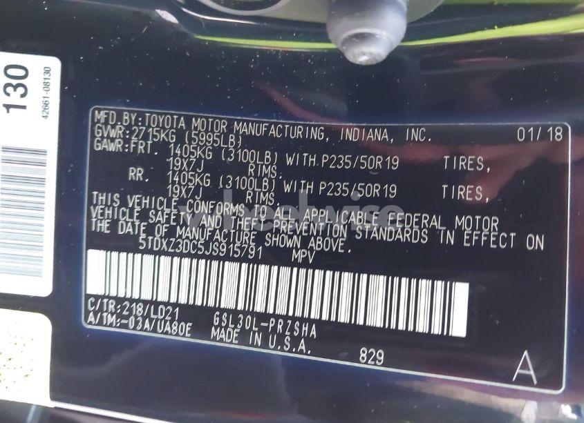 Photo 9 of 2018 Toyota Sienna SE/SE PREMIUM (VIN 5TDXZ3DC5JS915791)