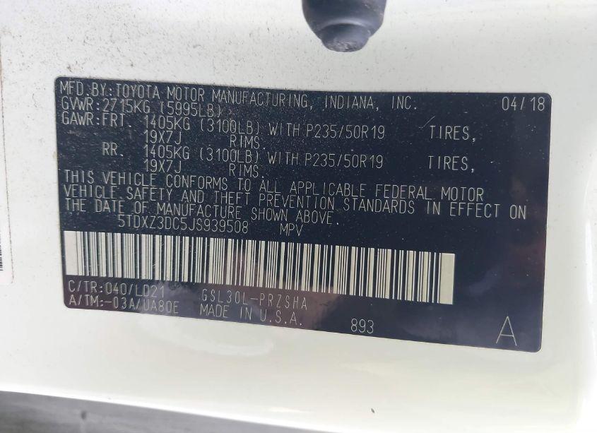 Photo 9 of 2018 Toyota Sienna SE 8 PASSENGER (VIN 5TDXZ3DC5JS939508)