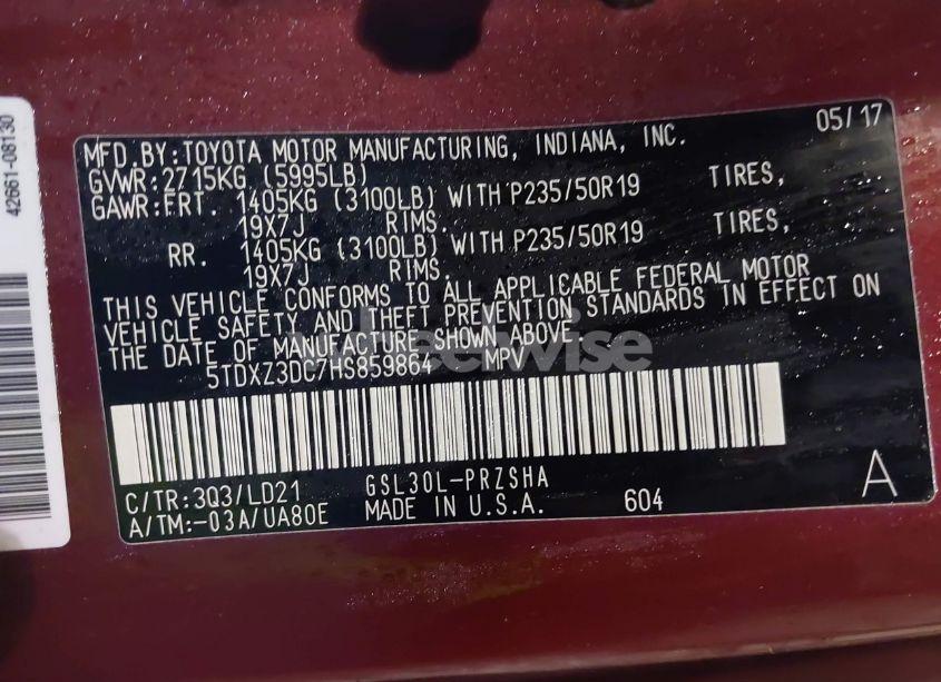 Photo 9 of 2017 Toyota Sienna SE 8 PASSENGER (VIN 5TDXZ3DC7HS859864)