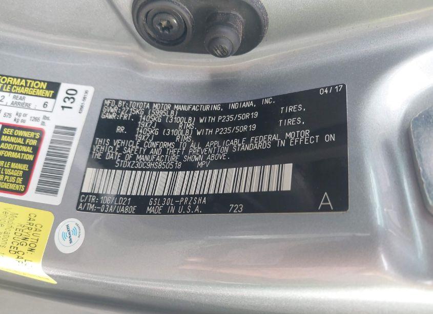 Photo 9 of 2017 Toyota Sienna SE 8 PASSENGER (VIN 5TDXZ3DC9HS850518)