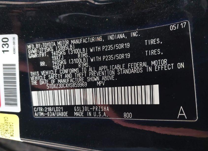 Photo 9 of 2017 Toyota Sienna SE (VIN 5TDXZ3DCXHS859969)