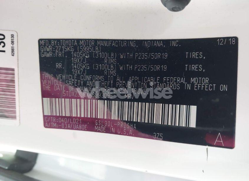 Photo 9 of 2019 Toyota Sienna SE PREMIUM 8 PASSENGER (VIN 5TDXZ3DCXKS993095)