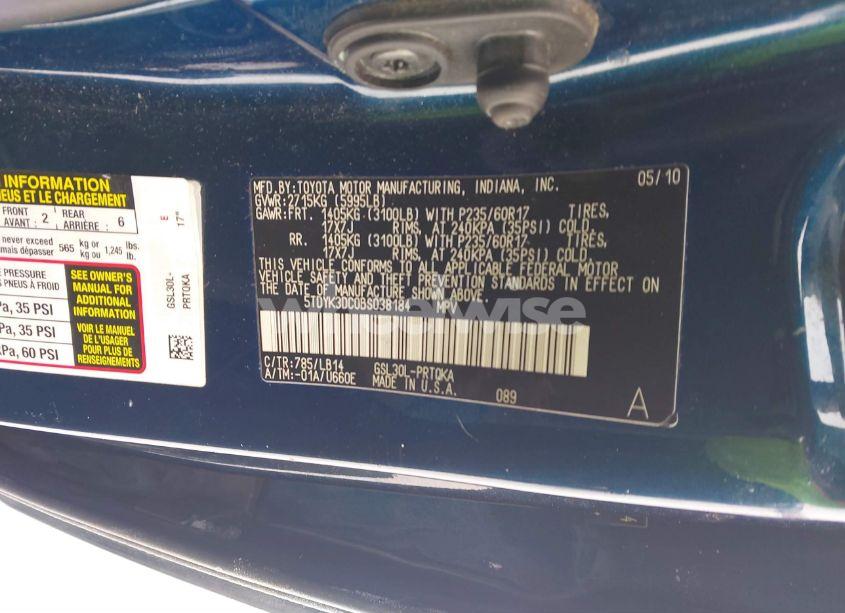 Photo 9 of 2011 Toyota Sienna XLE V6 (VIN 5TDYK3DC0BS038184)