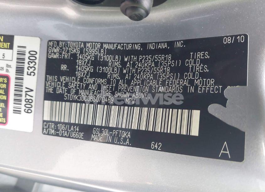 Photo 9 of 2011 Toyota Sienna LIMITED V6 (VIN 5TDYK3DC0BS070469)