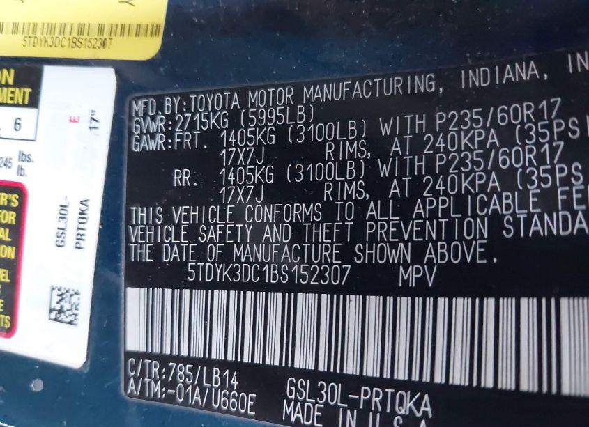 Photo 9 of 2011 Toyota Sienna XLE/LIMITED (VIN 5TDYK3DC1BS152307)