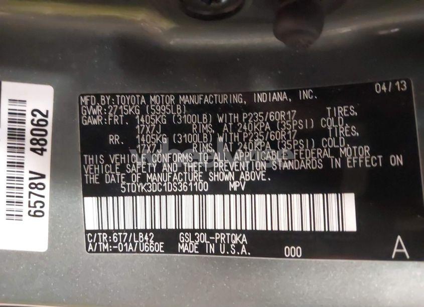 Photo 9 of 2013 Toyota Sienna XLE/LIMITED (VIN 5TDYK3DC1DS361100)