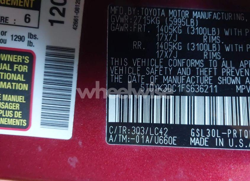 Photo 9 of 2015 Toyota Sienna XLE/LIMITED (VIN 5TDYK3DC1FS636211)