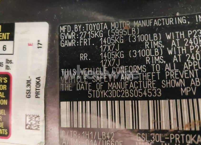 Photo 9 of 2011 Toyota Sienna XLE/LIMITED (VIN 5TDYK3DC2BS054533)