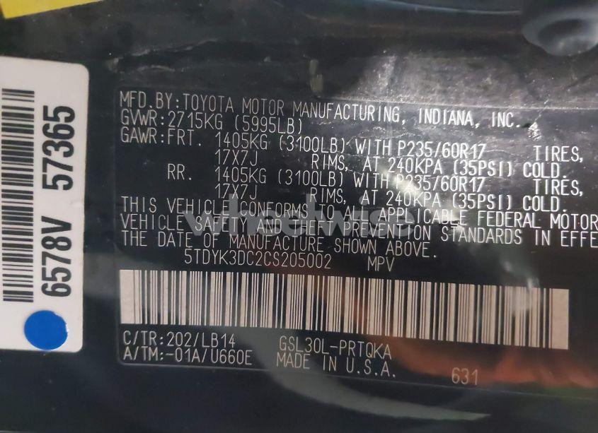 Photo 9 of 2012 Toyota Sienna XLE V6 8 PASSENGER (VIN 5TDYK3DC2CS205002)