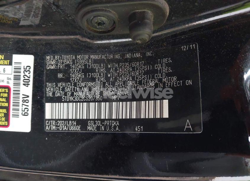 Photo 9 of 2012 Toyota Sienna XLE V6 8 PASSENGER (VIN 5TDYK3DC2CS207350)