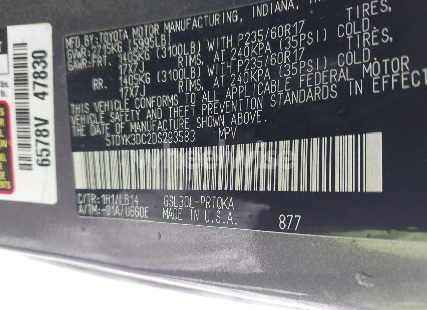 Photo 9 of 2013 Toyota Sienna XLE V6 8 PASSENGER (VIN 5TDYK3DC2DS293583)