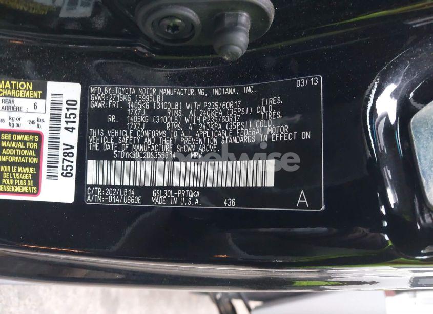 Photo 9 of 2013 Toyota Sienna XLE/LIMITED (VIN 5TDYK3DC2DS355614)