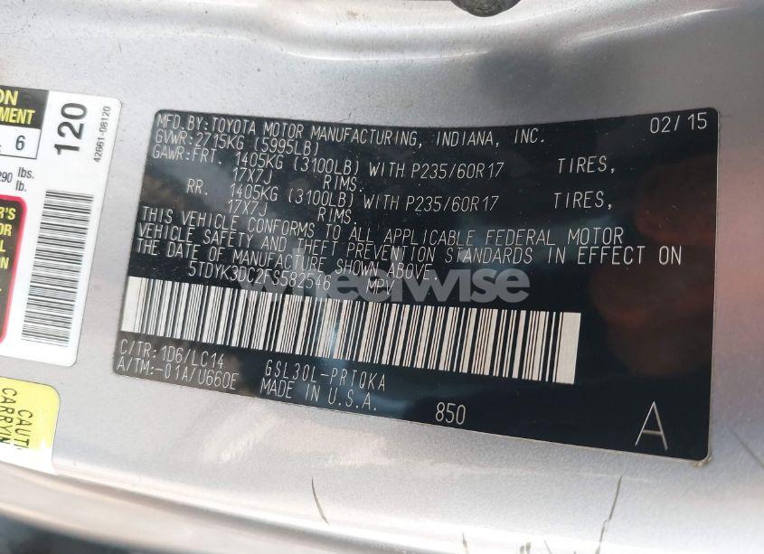 Photo 9 of 2015 Toyota Sienna XLE 8 PASSENGER (VIN 5TDYK3DC2FS582546)
