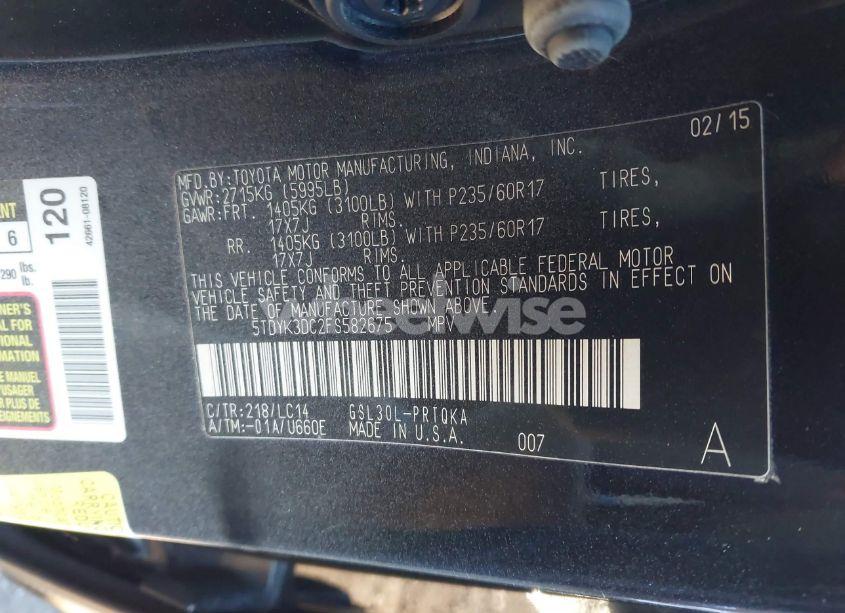 Photo 9 of 2015 Toyota Sienna XLE/LIMITED (VIN 5TDYK3DC2FS582675)