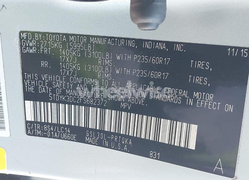 Photo 9 of 2015 Toyota Sienna XLE/LIMITED (VIN 5TDYK3DC2FS682372)